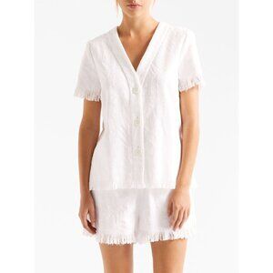 ERES White Cotton Terry NECTAR Menthol Fringe Beach Vacation Resort Shorts Set S